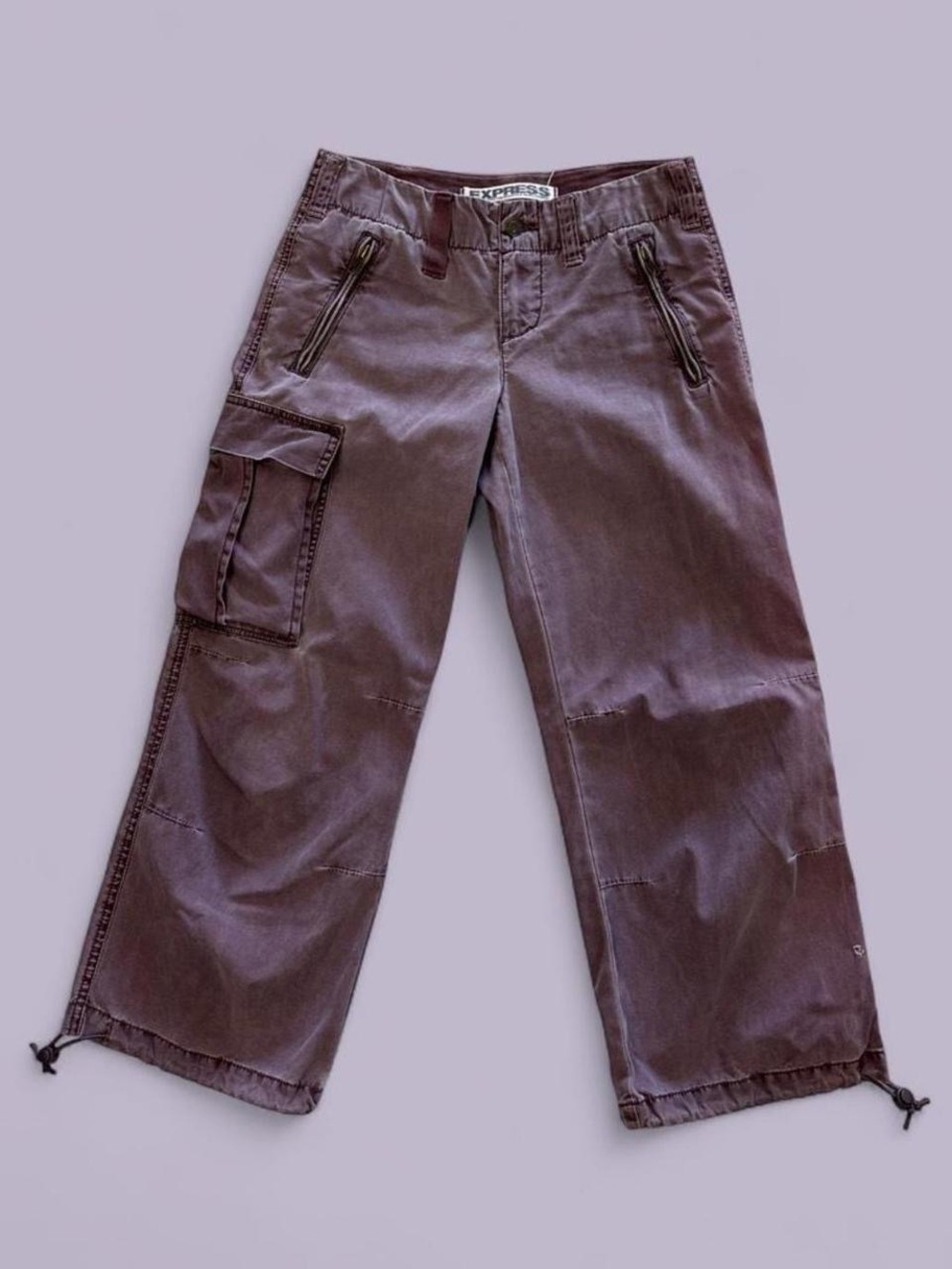 Y2K Express Plum Low Rise Cargo Capris